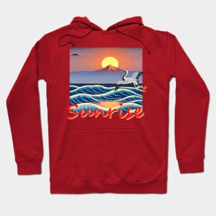 Japan Mt. Fuji Crane Sunrise by Kana Kanjin Hoodie